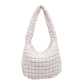 Bolso de hombro acolchado blanco minimalista con textura de burbuja y cremallera - Blanco