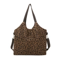 Borsa tote con stampa leopardata, tracolla regolabile e grande capacità per donna moderna - Leopardo Caffè