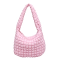 Bolso de hombro acolchado rosa claro con textura de burbujas y forma de media luna - Rosa