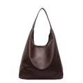 Klassische dunkelbraune PU-Leder Hobo-Schultertasche mit Lychee-Struktur und viel Platz - Kaffeebraun
