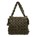 Bolso bandolera acolchado verde oliva con diseño tejido moderno para mujeres - Verde Militar