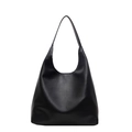 Klassische schwarze Hobo-Schultertasche aus PU-Leder mit strukturierter Oberfläche - Schwarz