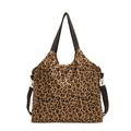 Borsa tote capiente con stampa leopardata e tracolla regolabile per il pendolarismo - Leopardo Marrone
