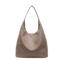 Große Shopper-Tasche aus PU-Leder in Kaffeebraun mit eleganter Litchi-Muster-Struktur - Khaki