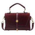 Borsa a mano bordeaux in pelle e scamosciato con fibbia rotonda dorata elegante - Borgogna