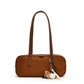 Sac à épaule en similicuir marron foncé avec pendentif sport et fermeture zippée - Marron