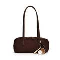 Sac fourre-tout en daim marron avec pendentif de baseball et doubles bandoulières - Marron