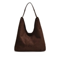 Minimalist large dark brown suede hobo shoulder bag with matte finish for women - Brown