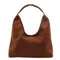 Retro dunkelbraune Wildleder Hobo Schultertasche mit geräumigem Design und Gurt - Braun