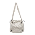 Bolso bandolera minimalista de pana beige con cordón y costuras para mujer - Beige