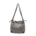 Bolso bandolera grande de pana gris para mujer con cordones y costuras decorativas - Gris