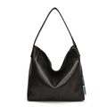 Minimalistische schwarze PU-Leder Tragetasche mit Schultergurt und mattem Finish - Schwarz