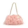 Bolso de piel sintética rosa con elegante asa de perlas y colgante de lazo perlado - Rosa
