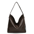 Modische dunkelbraune Hobo-Schultertasche aus PU-Leder mit Vintage-Textur und schlichtem Design - Braun