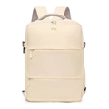 Zaino da viaggio beige minimalista con scomparti multipli e cinghie di compressione laterali - Beige