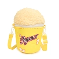 Flauschige Popcorn-Umhängetasche in Gelb mit cremefarbenem Plüsch und Schultergurt - Gelb