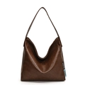 Minimalistische dunkelbraune Hobo-Schultertasche aus PU-Leder mit Seitenlabels - Braun