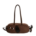 Fashionable dark brown puppy-shaped crossbody bag made of premium matte faux suede material - Matte Coffee