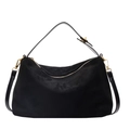Sac hobo tendance en faux daim noir avec détails dorés et bandoulière pour femmes - Noir