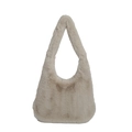 Borsa a spalla chic in finta pelliccia beige con morbida texture per la moda autunnale - Cachi