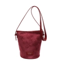Dunkelrote Eimer-Schultertasche aus PU-Leder mit mattem Finish und Trageriemen - Burgunderrot