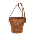 Schicke braune Bucket Bag aus PU-Leder mit mattem Finish und verstellbarem Riemen - Braun