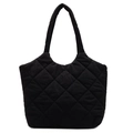 Borsa tote trapuntata nera alla moda con cuciture a rombi per lo stile autunnale - Nero