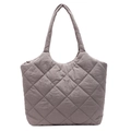 Elegante borsa tote trapuntata in tessuto taupe con interno spazioso per l'uso quotidiano - Grigio