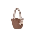 Sac à bandoulière matelassé en coton marron à pois avec bordure en dentelle - Pois Kaki