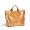 Borsa tote marrone in carta Dupont con finitura lucida e stampa TOTE BAG bianca - Taglia unica / Marrone Giallastro