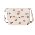 Gewatteerde katoenen crèmekleurige crossbodytas voor kinderen met schattige berenprint - Beermotief Crème Wit