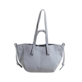 Bolso tote minimalista de cuero PU azul claro con nudos laterales y asas dobles - Azul