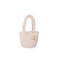 Chic cream cotton quilted handbag with brown polka dots and white lace trim - Polka Dot Cream White