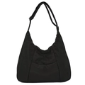 Minimalistische schwarze Nylon-Umhängetasche mit verstellbarem Gurt für den Alltag - Schwarz