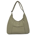 Minimalist olive green crossbody dumpling bag with adjustable strap for daily commute - Green
