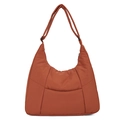 Minimalist brick red dumpling crossbody bag with adjustable wide shoulder strap for women - Orange Red
