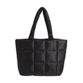Modische schwarze gesteppte Nylon-Tragetasche mit gepolsterten Griffen und Design - Schwarz