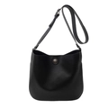 Schwarze Satteltasche aus PU-Leder mit silberner Schnalle und Schultergurt - Schwarz