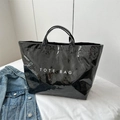 Glänzende schwarze DuPont-Papiertasche mit TOTE BAG Aufdruck und großem Volumen - Schwarz