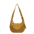 Minimalist ginger yellow crescent dumpling crossbody bag with adjustable wide nylon strap - Yellow