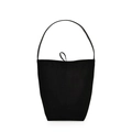 Moderne schwarze PU-Wildleder Beuteltasche mit minimalistischem schmalem Schultergurt - Groß / Schwarz
