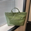 Modern green DuPont paper tote bag with unique crinkle texture and waterproof coating - Grass Green