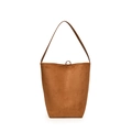 Minimalistische Schulter-Beuteltasche aus karamellbraunem PU-Leder mit mattem Finish - Groß / Braun