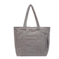 Fashionable grey fabric tote bag with water-resistant nylon texture and long handles - Gray