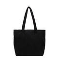 Minimalist black padded tote bag for women with wide shoulder straps and side zipper detail - Black
