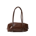 Borsa a spalla minimalista in pelle PU marrone stile Boston vintage per donna - Marrone