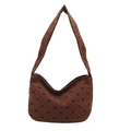 Borsa a tracolla in velluto a coste marrone con fiocchi neri e design a mezza luna - Marrone