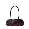 Borsa a spalla minimalista in pelle PU rosso vino lucido con cinturini avvolgenti decorativi - Rosso