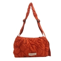 Borsa tote trapuntata arancione con tracolla arricciata e dettaglio etichetta moda - Arancione