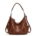 Mochila vintage marrón de cuero PU con cremalleras verticales y correas ajustables - Marrón